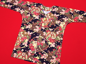 義若オリジナルの鯉口シャツ　ダボシャツ　激安セール 金彩桜吹雪にまり（紫）